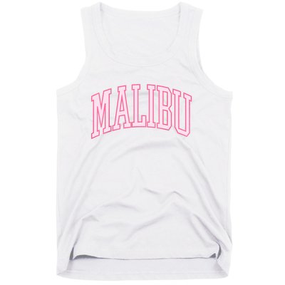 Preppy Varsity Pink Malibu CA California Font Tank Top