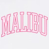 Preppy Varsity Pink Malibu CA California Font Ladies Long Sleeve Shirt