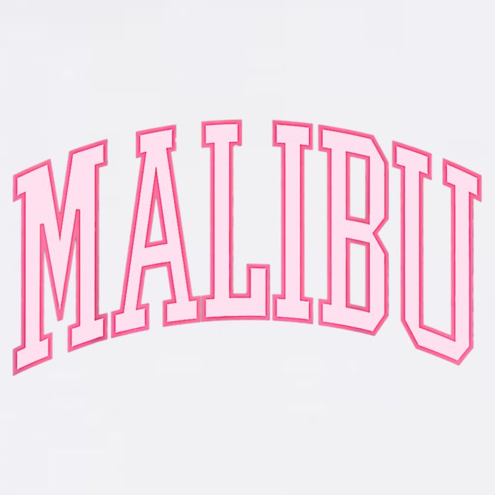 Preppy Varsity Pink Malibu CA California Font Ladies Long Sleeve Shirt