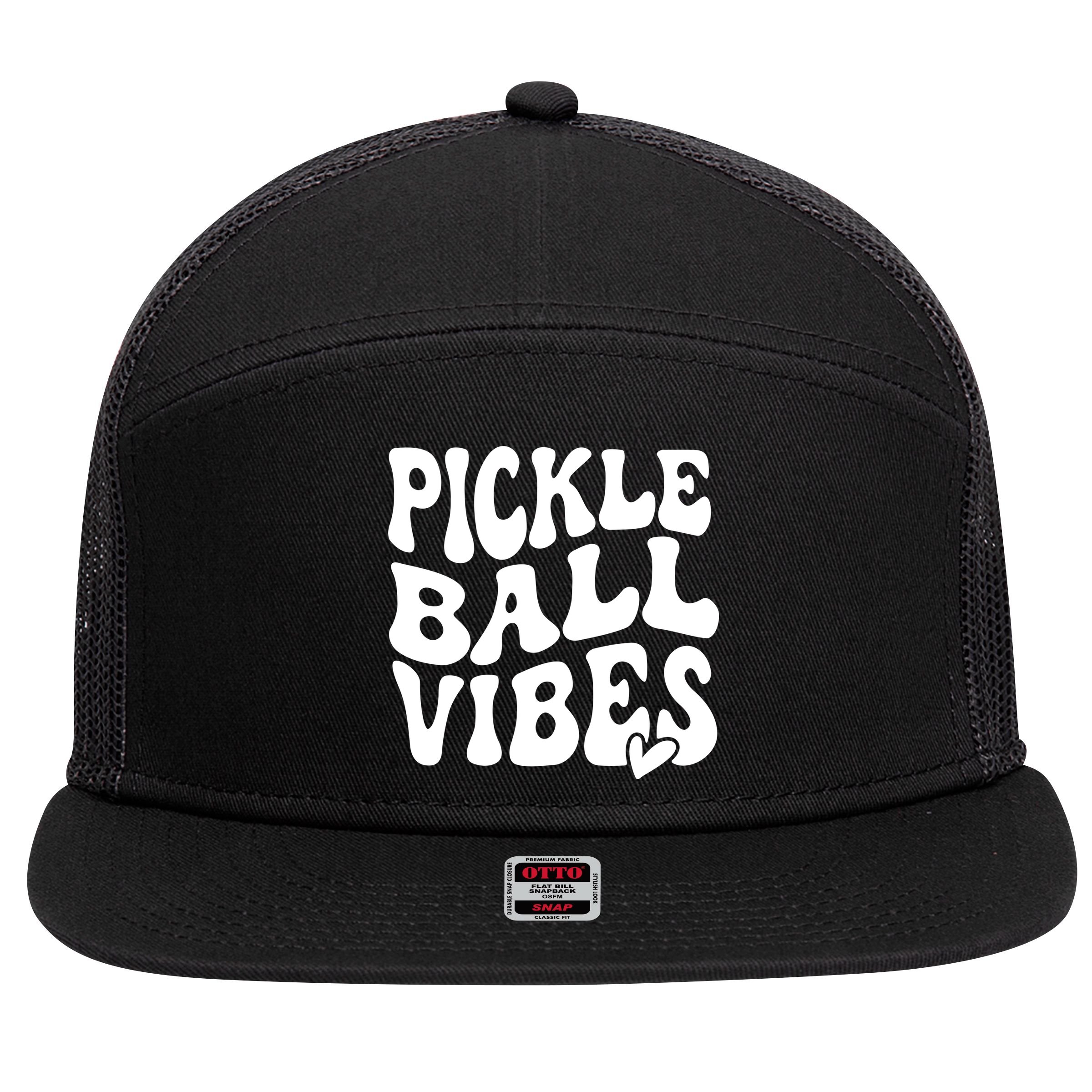 Pickleball Vibes Play Pickleball With Love 7 Panel Mesh Trucker Snapback Hat