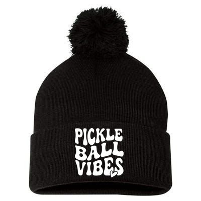 Pickleball Vibes Play Pickleball With Love Pom Pom 12in Knit Beanie