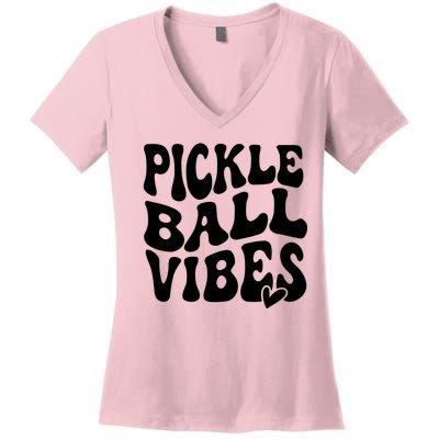 Pickleball Vibes Play Pickleball With Love Women's V-Neck T-Shirt