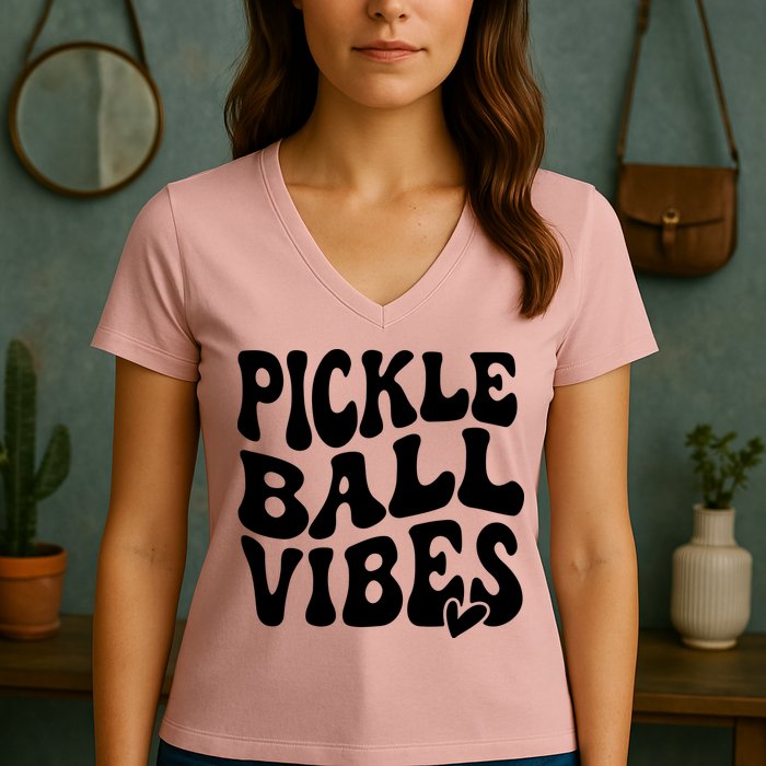 Pickleball Vibes Play Pickleball With Love Women's V-Neck T-Shirt