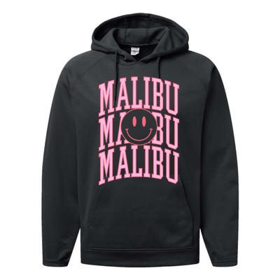 Preppy Varsity Pink Malibu California Performance Fleece Hoodie