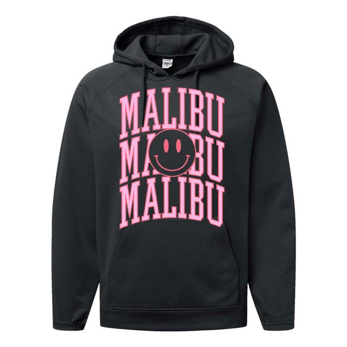 Preppy Varsity Pink Malibu California Performance Fleece Hoodie