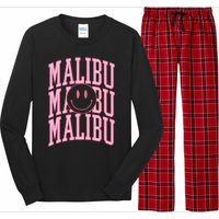 Preppy Varsity Pink Malibu California Long Sleeve Pajama Set