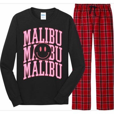 Preppy Varsity Pink Malibu California Long Sleeve Pajama Set