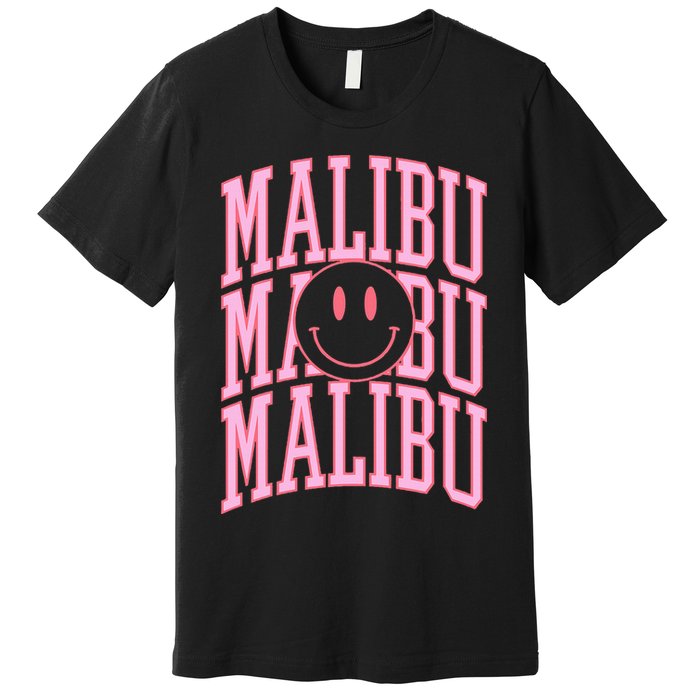 Preppy Varsity Pink Malibu California Premium T-Shirt