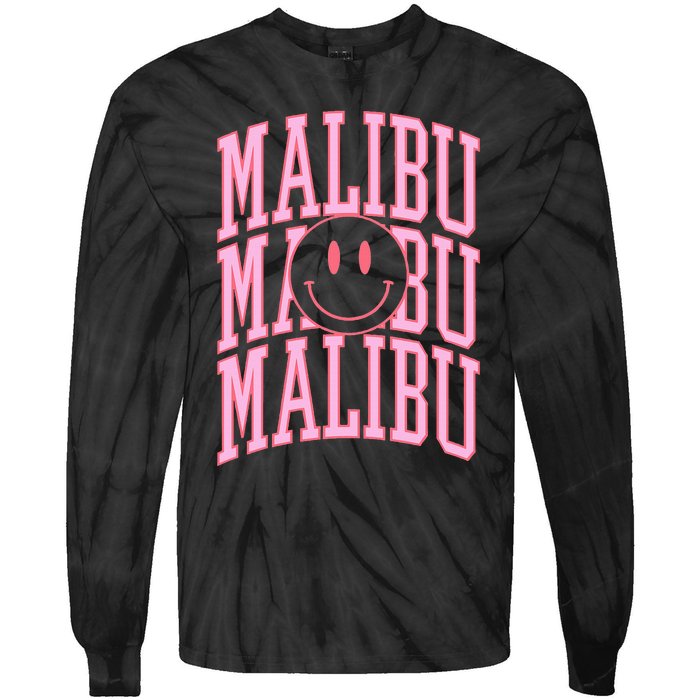 Preppy Varsity Pink Malibu California Tie-Dye Long Sleeve Shirt