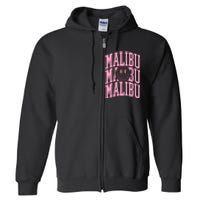 Preppy Varsity Pink Malibu California Full Zip Hoodie