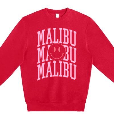 Preppy Varsity Pink Malibu California Premium Crewneck Sweatshirt