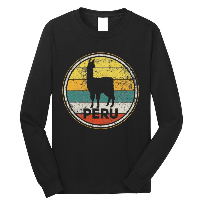 Peru Vicuna Peruvian Retro Vintage Long Sleeve Shirt