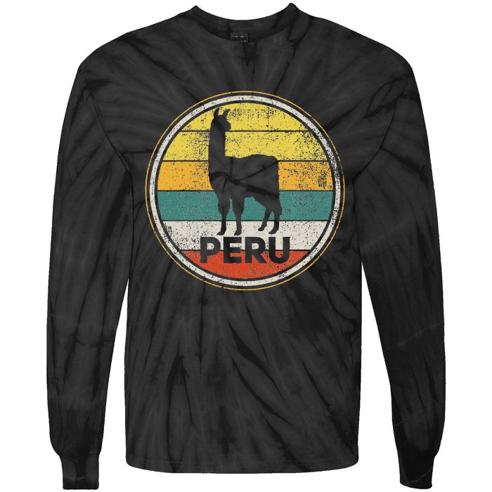 Peru Vicuna Peruvian Retro Vintage Tie-Dye Long Sleeve Shirt