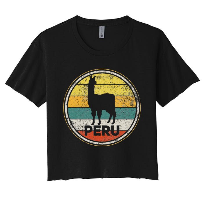 Peru Vicuna Peruvian Retro Vintage Women's Crop Top Tee