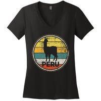 Peru Vicuna Peruvian Retro Vintage Women's V-Neck T-Shirt