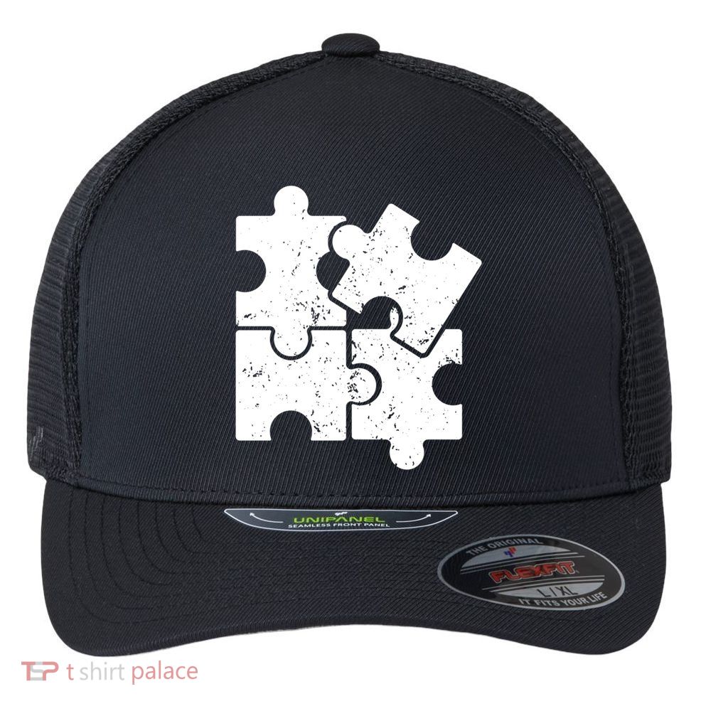 Puzzle Vintage Puzzles Pieces Gift Flexfit Unipanel Trucker Cap