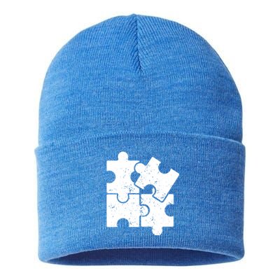 Puzzle Vintage Puzzles Pieces Gift Sustainable Knit Beanie