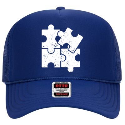 Puzzle Vintage Puzzles Pieces Gift High Crown Mesh Back Trucker Hat