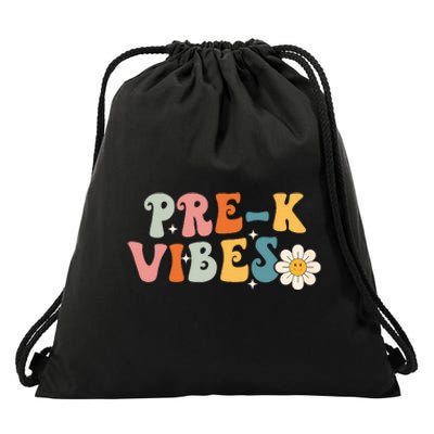 PreK Vibes Pre Kindergarten Team Retro 1st Day Of School Drawstring Bag