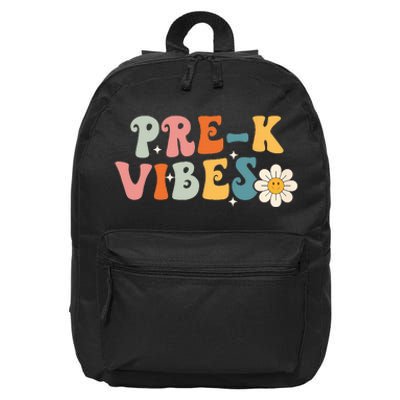 PreK Vibes Pre Kindergarten Team Retro 1st Day Of School 16 in Basic Backpack