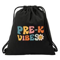 Pre-K Vibes - Pre Kindergarten Team Retro 1st Day of School Drawstring Bag