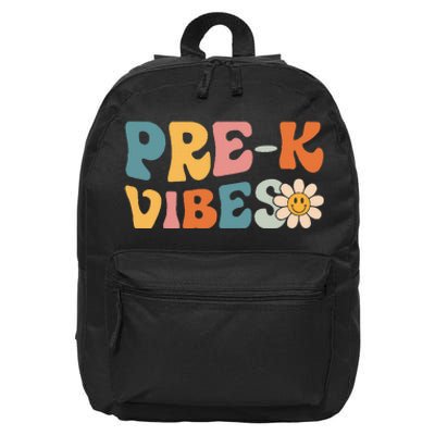 Pre-K Vibes - Pre Kindergarten Team Retro 1st Day of School 16 in Basic Backpack