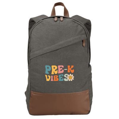 Pre-K Vibes - Pre Kindergarten Team Retro 1st Day of School Cotton Canvas Backpack