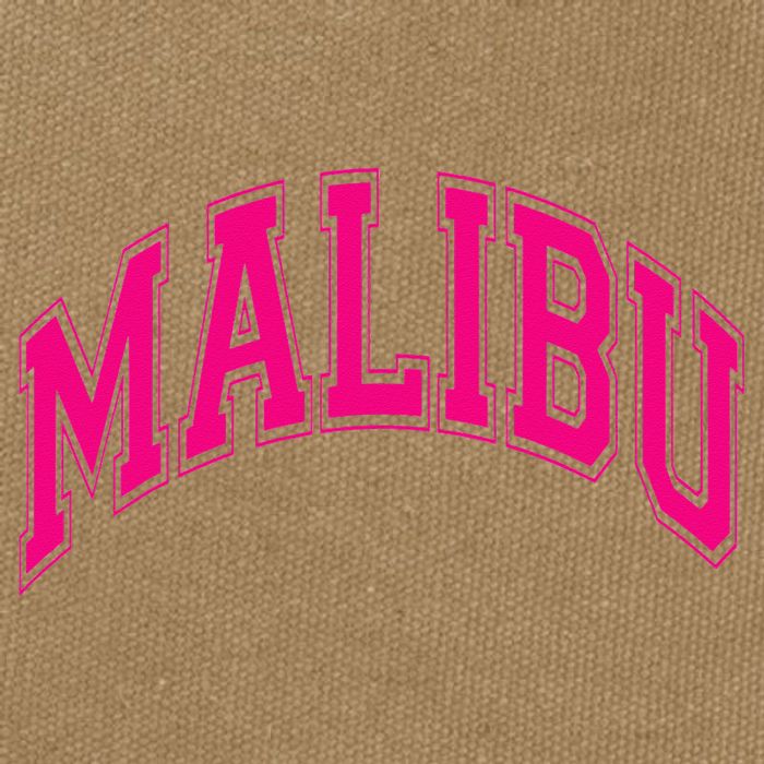 Preppy Varsity Pink Malibu CA California Font Cotton Canvas Backpack