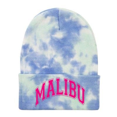 Preppy Varsity Pink Malibu CA California Font Tie Dye 12in Knit Beanie