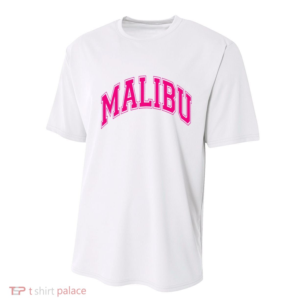 Preppy Varsity Pink Malibu CA California Font Youth Performance Sprint T-Shirt