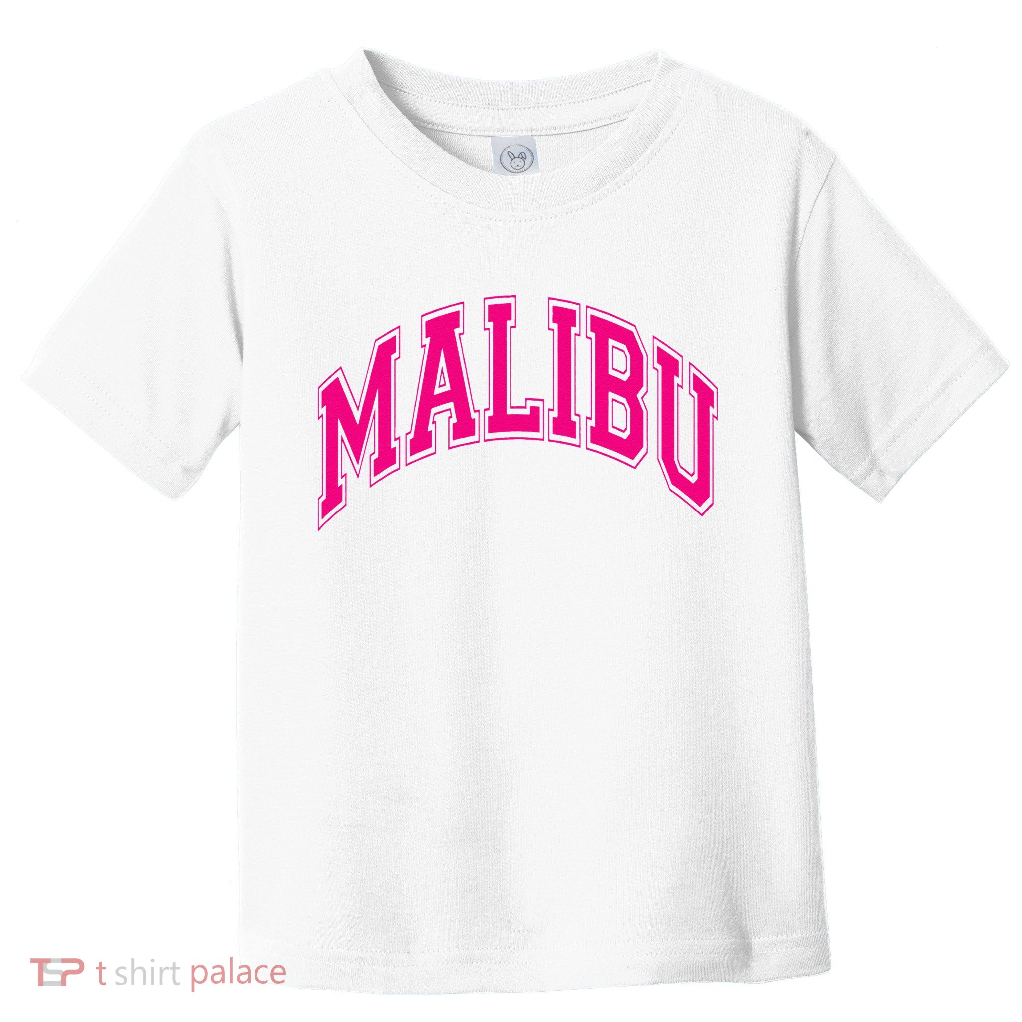 Preppy Varsity Pink Malibu CA California Font Toddler T-Shirt