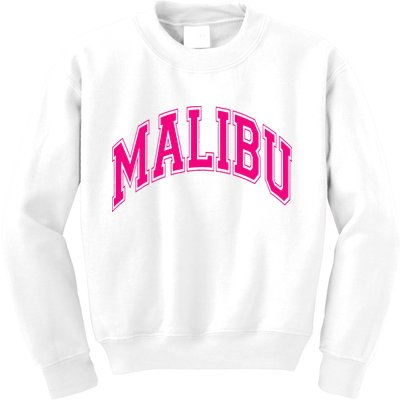 Preppy Varsity Pink Malibu CA California Font Kids Sweatshirt
