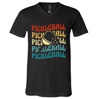 Pickleball,Retro Vintage Pickleball Silhouette, Pickleball V-Neck T-Shirt