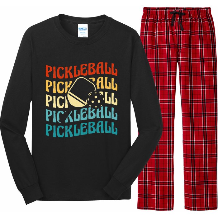 Pickleball,Retro Vintage Pickleball Silhouette, Pickleball Long Sleeve Pajama Set