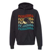 Pickleball,Retro Vintage Pickleball Silhouette, Pickleball Premium Hoodie