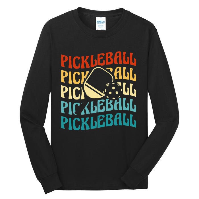 Pickleball,Retro Vintage Pickleball Silhouette, Pickleball Tall Long Sleeve T-Shirt