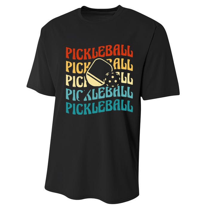 Pickleball,Retro Vintage Pickleball Silhouette, Pickleball Performance Sprint T-Shirt