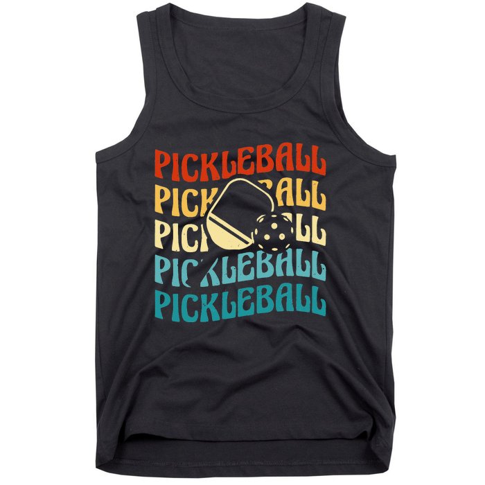 Pickleball,Retro Vintage Pickleball Silhouette, Pickleball Tank Top