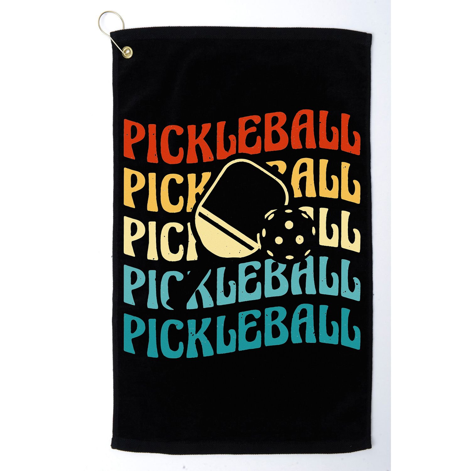 Pickleball,Retro Vintage Pickleball Silhouette, Pickleball Golf Towel