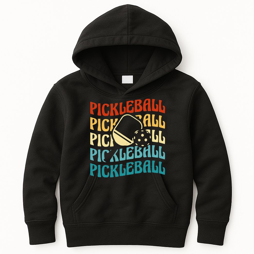 Pickleball,Retro Vintage Pickleball Silhouette, Pickleball Kids Hoodie