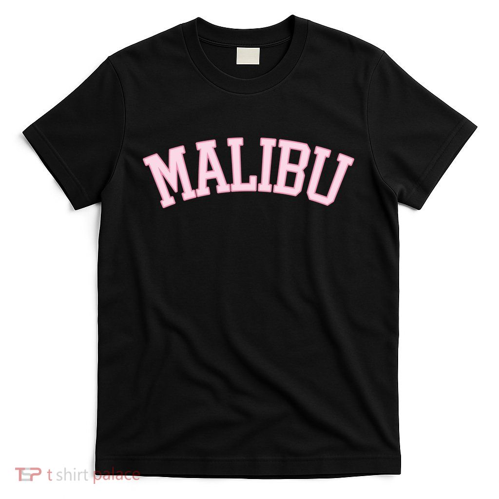 Preppy Varsity Pink Malibu California T-Shirt