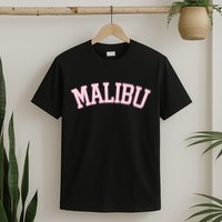 Preppy Varsity Pink Malibu California T-Shirt