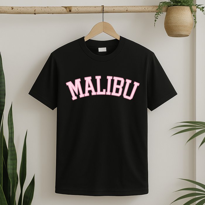 Preppy Varsity Pink Malibu California T-Shirt