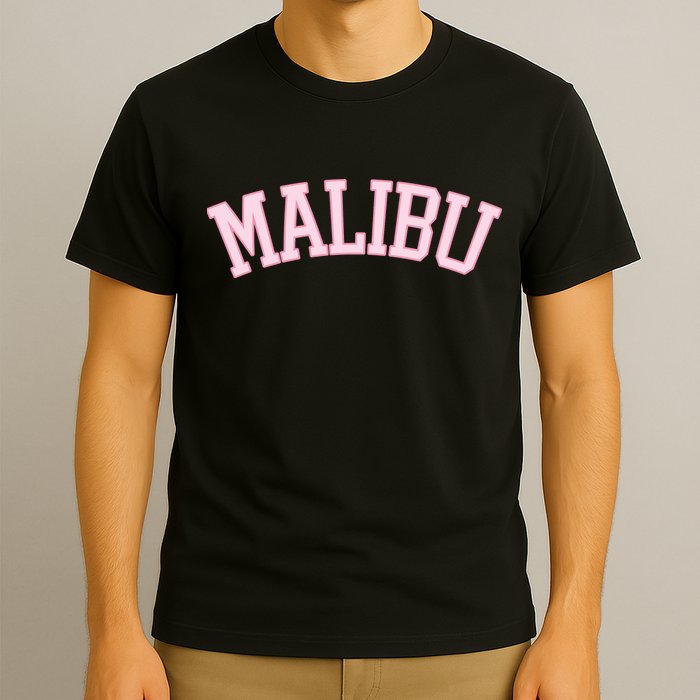 Preppy Varsity Pink Malibu California T-Shirt