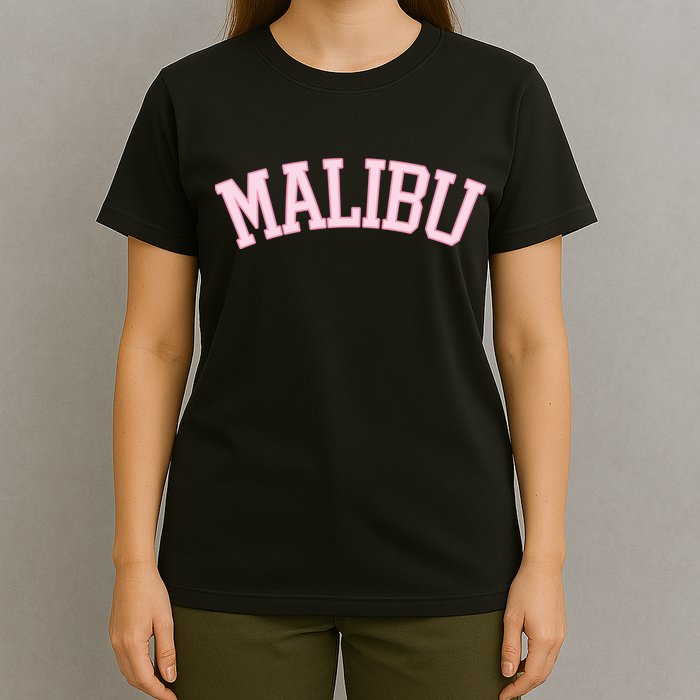 Preppy Varsity Pink Malibu California T-Shirt