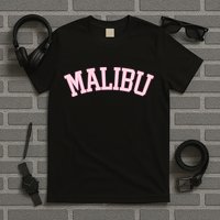 Preppy Varsity Pink Malibu California T-Shirt