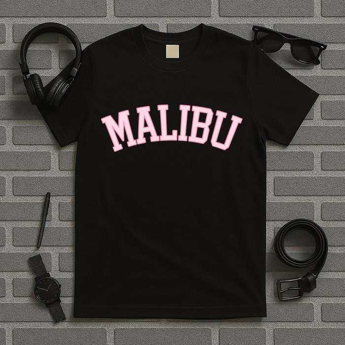 Preppy Varsity Pink Malibu California T-Shirt
