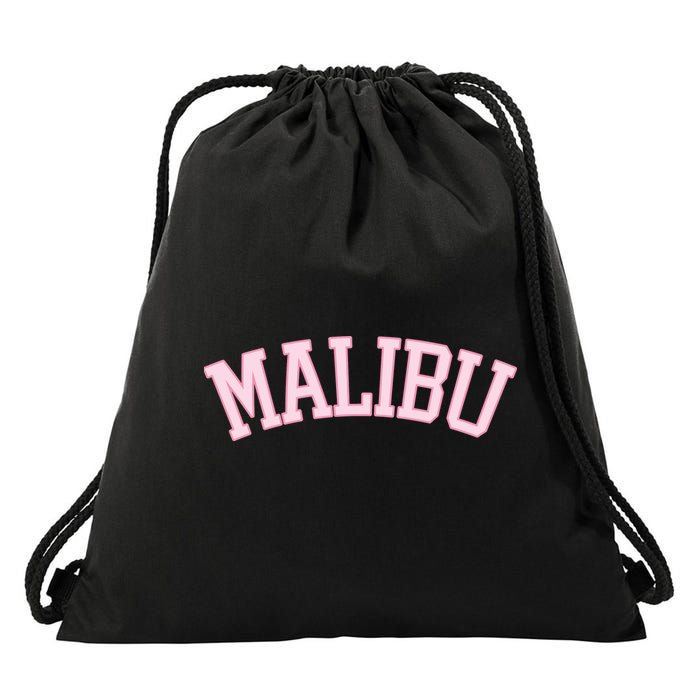 Preppy Varsity Pink Malibu California Drawstring Bag