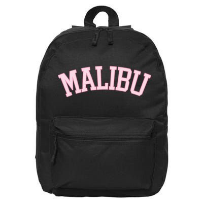 Preppy Varsity Pink Malibu California 16 in Basic Backpack