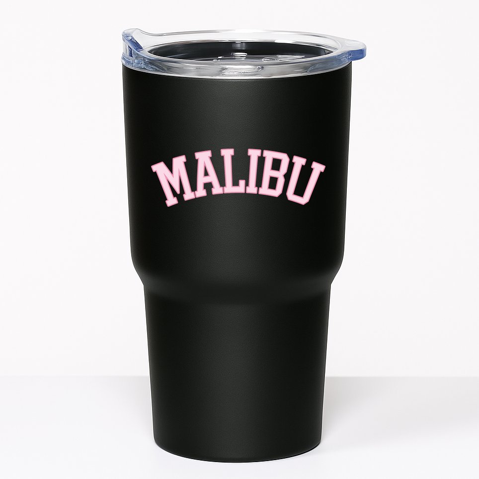 Preppy Varsity Pink Malibu California Tumbler